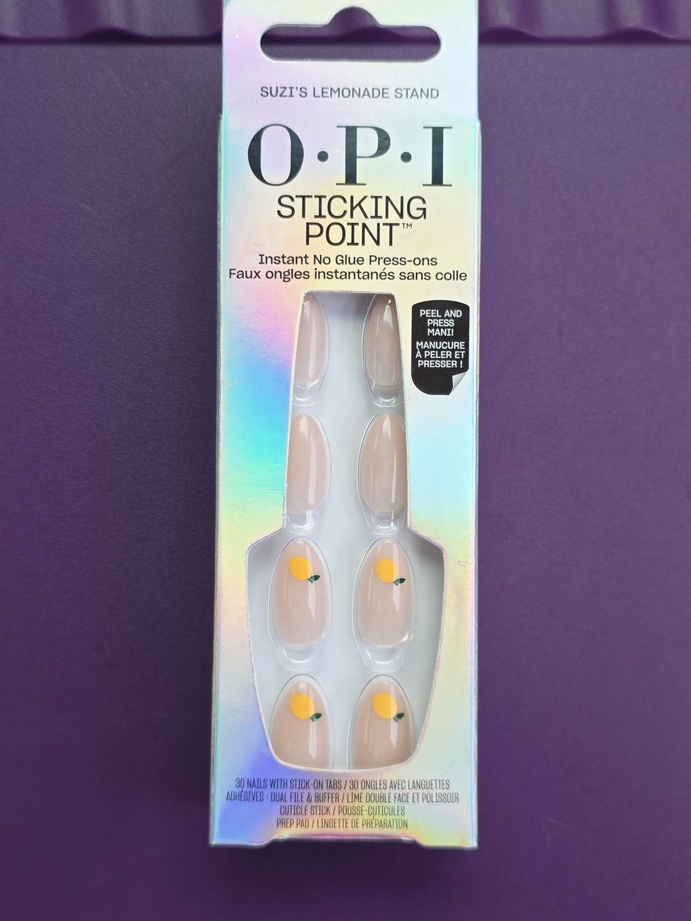 OPI Sticking Point Press-On Nails in Nude with Lemon Accent